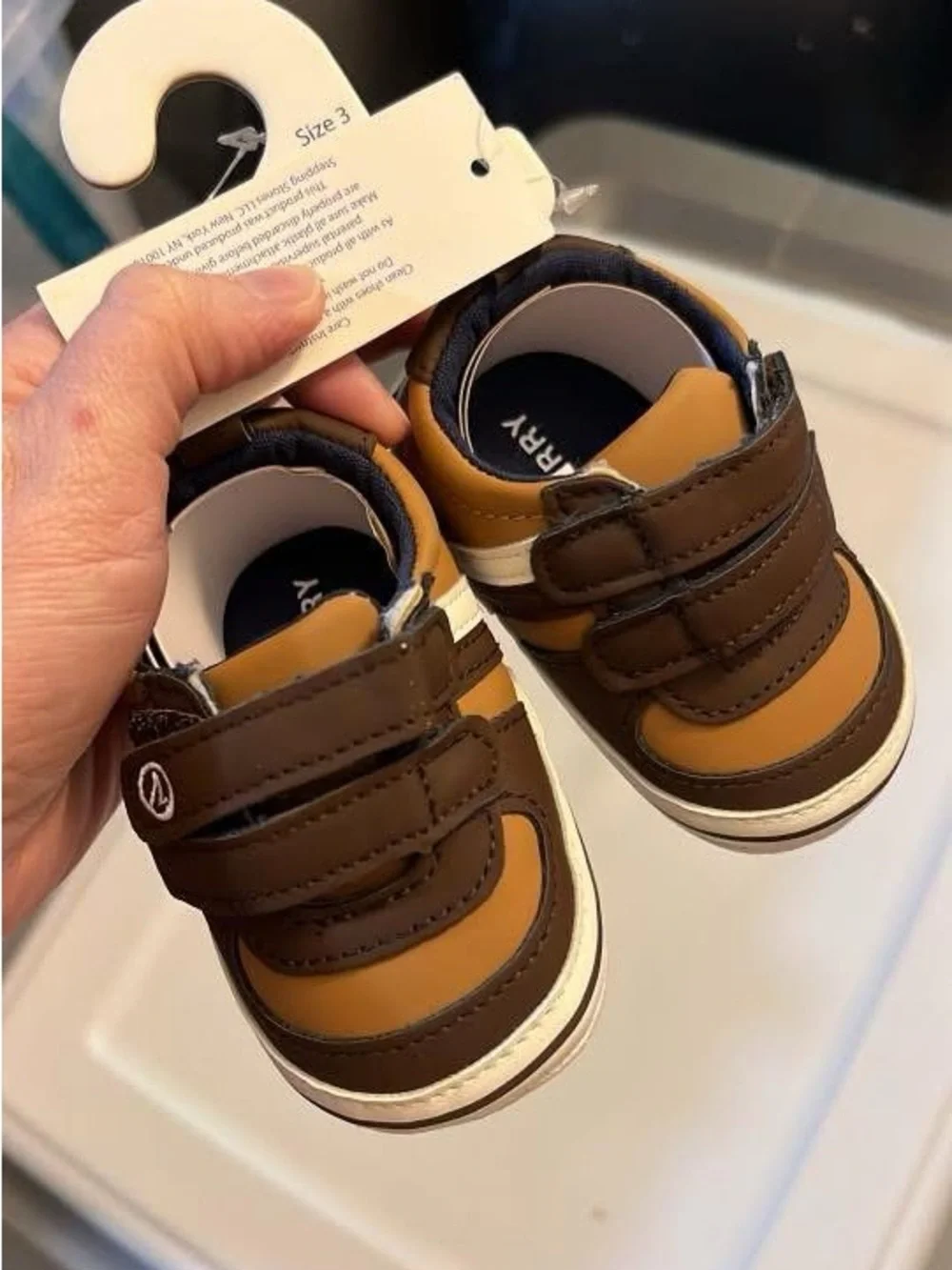Sperry Toddler Brown & Tan Double Velcro Sneakers